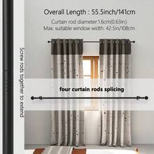 Nordic Black Curtain Rod Roman Rod, Adjustable Length, Fits 1m, 2m, 3 Meters Windows, 5/8 Inch Metal Single Rod Curtain Rod Rail Set, Wall Mounted, Suitable For Bedroom, Living Room, Apartment Windows - Black 1 Set - View 11