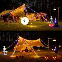 20M(787.4in) 2-In-1 Rechargeable Camping String Lights, Outdoor String Lights With 3 Lighting Modes, Christmas Decoration Lights, Hanging Portable LED Lights, Suitable For Garden, Yard, Camping, Halloween, Party And Wedding Decoration (Built-In 2000mAh Rechargeable Lithium-Ion Battery) - Round 20M - View 4