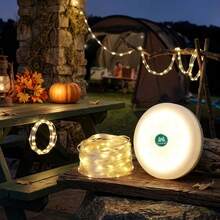 20M(787.4in) 2-In-1 Rechargeable Camping String Lights, Outdoor String Lights With 3 Lighting Modes, Christmas Decoration Lights, Hanging Portable LED Lights, Suitable For Garden, Yard, Camping, Halloween, Party And Wedding Decoration (Built-In 2000mAh Rechargeable Lithium-Ion Battery) - Round 20M - View 5