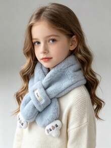 Children's Plush Scarf, Autumn/Winter Korean Style Cute Baby Neck Warmer, Toddler Neck Protector - Multicolor - View 2
