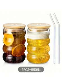KEMORELA 1pc/2pcs/4pcs Transparent Glass Cup, Cold Drink Cup, Breakfast Milk Cup, Cocktail Cup - White - View 10