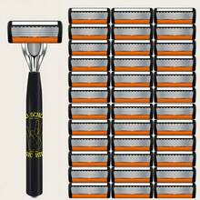 Men's Manual Shaving Razor With 6 Blade Design, Anti-Slip Handle, Replaceable Razor Heads, Portable Manual Razor For Daily Home And Travel Grooming - Multicolor - View 14