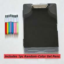 1pc Multi-Functional Folder With A Pen, 9.84 * 14.37 Inch A4 Size Plastic Clipboard With Storage Space, Nurse Clipboard Folder With Individual Pen Slot, Multi-Functional Document Clipboard With Writing Pad, Large Capacity For Paper, Documents And Files, Suitable For Office Use. - Sets - View 10