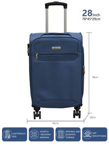 20/24/28 Suitcase, Hardshell/Softshell, Impact-Resistant, Expandable Section For Extra Capacity, Trolley Case, Storage Case, Carry-On, Checked Luggage - Navy Blue - View 10