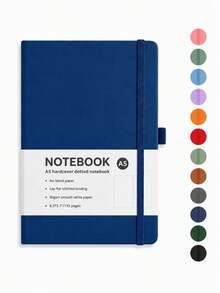 1pc A5 Hardcover Dot Grid Notebook, 192 Pages Dot Matrix Bullet Journal, Portable Notebook With Elastic Band And Pen Holder, Suitable For Writing, Planning, Journaling, School, Office And Study - A5 - View 6