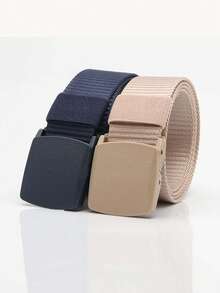1pc Multi-Color Nylon Belt, Unisex Business Versatile Tactical Style, No Metal Plastic Buckle, Student Outdoor Commute Waist Belt - Multicolor - View 6