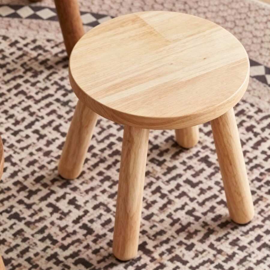 1pc Modern Solid Wood Round Stool, Indoor Plant Stand, Garden Bench, Mid-Century Style Flower Stool, Detachable Wooden Legs, Suitable For Plant Stand, Kitchen, Bathroom, Bedroom, Living Room - Multicolor - View 1