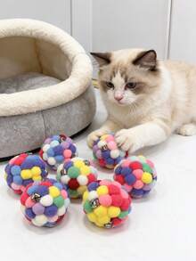 Interactive Cat Plush Ball - Soft Plush Ball With Gentle Colors And Multiple Color Options - Suitable For Indoor/Playable Chewable Cat Toy - Soft Fur Ball For Kittens And Adult Cats - No Small Parts - Cat Toy Accessories, Interactive Cat Ball, Soft Cat Ball, Cat Ball - Multicolor - View 2
