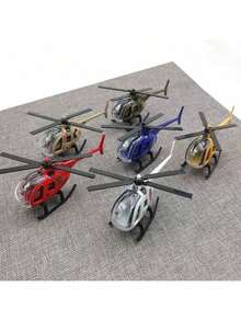 1pc-Multi-Color Mini Alloy Helicopter Model Toy - Realistic Transparent Cockpit Helicopter Ornament - Educational Small Toy Miniature Scene Decoration Collectible Gift - Multicolor - View 3