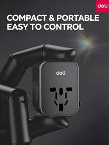 DELI LU5032 Universal Travel Adapter, 2A1C Multi-Port Output, Simultaneously Charge Phones, Tablets, And Bluetooth Headphones, Global Multi-Country Travel Converter - Black - View 5