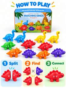 Dinosaur Letter Matching Plug-In Toy Children Cognitive Letter Number Pattern Educational Assembly Early Learning Toy Children Dinosaur Plug-In Matching Toy Letter Number Pattern Cognitive Hands-On Assembly Educational Teaching Aid - Multicolor - View 12