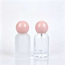 30ml The Refillable Empty Perfume Bottle, With A Smooth Pink Spherical Lid, Transparent Frosted Style, Portable Mini Aesthetic Empty Perfume Bottle, Suitable For Men And Women To Travel And Fill Perfume - Multicolor - View 5