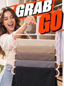 Space-Saving Pants Hangers With 5-Tier Non-Slip Rack For Wrinkle-Free Wardrobe Heavy-Duty Closet Organizer For Students And Renters Sleek Pants Storing To Maximize Cramped Cabinet Space Dorm Room Essentials College Room Decor Back To School - Multicolor - View 11