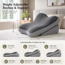 Adjustable Wedge Pillow, Ergonomic Bed Backrest Reading Pillow, Height Adjustable Back Support Cushion With Breathable Cover, Memory Foam Pad, Suitable For Bedroom Reading, Watching TV And Daily Relaxation - Color-block Cushion - View 8