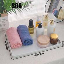 Rectangular Plastic Tray, Hotel Guest Room Water Cup Electric Kettle Tea Tray, Bathroom Toiletries Storage Tray - White - View 14