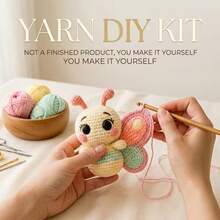 DIY Crochet Material Kit]3 Styles Insect Plush Set Snail/Butterfly/Honeybee Beginner Friendly One-Stop Material Kit Yarn Knitting Ornament Gift For Girlfriend And Best Friend - C-Multicolor Set - View 3