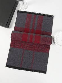 1pc Men's Water Ripple Pattern Office Street Casual Polyester (Polyester) Scarf Neck Warmer Autumn/Winter Warm Versatile Faux Cashmere Scarf For Suit And Coat - Multicolor - View 7