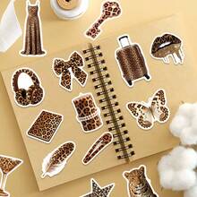 50Pcs Aesthetic Leopard Stickers, Fashion Style Vinyl Decals For Water Bottle, Laptop - Multicolor - View 7