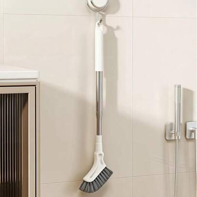 Stainless Steel Toilet Brush With Extendable Long Handle, Curved Stiff Bristle Brush Head, Heavy Duty Bathroom Brush For Deep Cleaning And Hard-To-Reach Areas