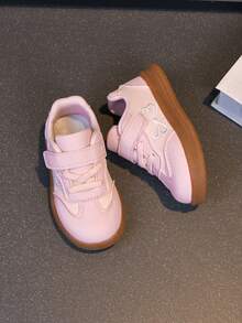 Giày sneaker thường ngày cho bé gái mùa xuân/thu, thêu nơ, quai dán dễ xỏ, mũi tròn bảo vệ ngón chân, da bò, đế mềm chống trượt, cho bé tập đi, mầm non, đi học và dùng hàng ngày đa năng - Hồng - Xem 6