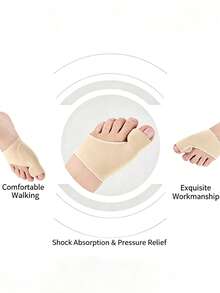 1 Pair Rubber Cushioned Elastic Toe Socks, Split Toe Socks, Anti-Toe Friction, Toe Pads, Suitable For Daily Wear - Beige - View 2