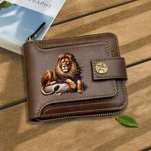 [Lion Pattern Wallet] Lion Pattern Wallet - Dual Use For Business And Leisure, Featuring A Multi Card Large Capacity Design That Can Store Cash, Credi - Multicolor - View 1