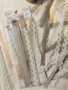1 gói 40 miếng dán trang trí PET viền ren vintage cho scrapbook, viết nhật ký, làm collage DIY - Nhiều màu - Xem 1