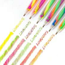 3Pcs Random Color Rainbow Gradient Glitter Gel Pens, 1.2mm Tip Shimmer Ink Writing Drawing Pens, Journaling DIY Art School Stationery - Multicolor - View 8