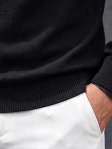 GRDR Men's Knitted Turtleneck Long Sleeve Sweater - Black - View 4