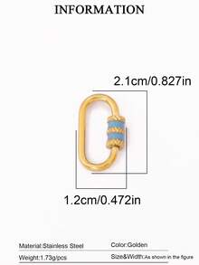1pc Stainless Steel Oval Threaded Clasp Hook Spiral Buckle, DIY Jewelry Necklace Bracelet Making Accessories - DIY Buttons - View 18