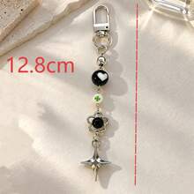 1pc/2pcs Unisex Personalized Four-Pointed Star Pendant Cylindrical Bead Heart Four-Leaf Clover Keychain, Vintage Bag Charm, Luggage Accessory - Multicolor - View 4