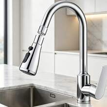 2pcs Universal Kitchen Sink Faucet, Multi-Spray Mode Replaceable Faucet Nozzle With Switch, -Plated Kitchen Faucet With Sealing Tape - Silver - View 3