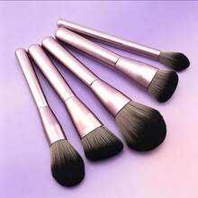 YZIMENG 6/12pcs Professional Makeup Brush Set, Soft Synthetic Bristles, Wooden Handle Cosmetic Brushes, For Foundation, Blush, Eyeshadow, Complete Face Makeup Tools For Daily And Professional Use - Lilac Purple - View 4