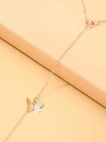 outingfit 1pc Women's Gold Butterfly Back Chain, Exquisite Long Draped Backless Necklace, Suitable For Backless Dresses, Cocktail Parties And Evening Events - Gold - View 6