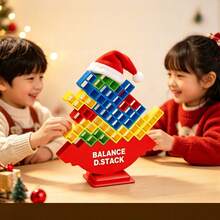 16/32 khối cân bằng xếp chồng đung đưa Giáng Sinh, trò chơi bàn cờ chiến đấu vui nhộn trên mặt bàn, phát triển khả năng phối hợp tay mắt, tư duy không gian và sự tập trung cho trẻ em, quà tặng giáo dục Giáng Sinh cho trẻ em, phù hợp cho tụ họp gia đình, tiệc tùng và tương tác tại trường, đi kèm thẻ và túi đựng, thi đấu nhiều người vui vẻ, màu sắc rực rỡ - Nhiều màu - Xem 6