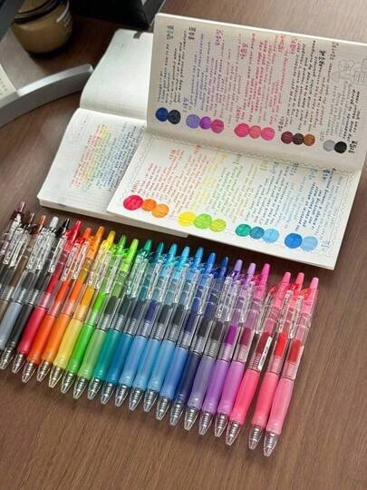 1/6/12/24pcs Colorful Gel Pens, Classic Colored Writing Pens, Drawing Marking Colored Pencils, Signature Pens, Sketching And Journaling Pens, Office And Student Use Pens, Suitable For Office, Meetings, Study Notes, Highlighting, Back To School Stationery