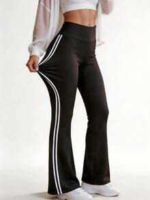 Hotalk Women's Casual Sports Yoga Flare Leggings, Outdoor Sports Long Pants - Black - View 4