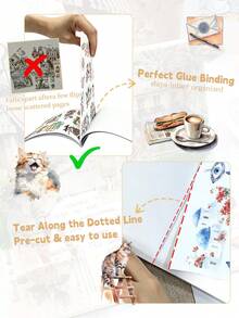 DanSoul 20 Large Cat Coffee Theme Stickers, Pre-Cut Sticker Book, Suitable For Journaling, Scrapbooking, Collage, Bullet Journal, Planner, Art & Crafts - Journaling Supplies - View 6