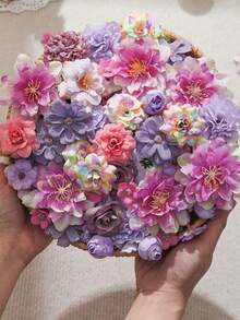 50pcs Purple Artificial Flower Heads, Assorted Sizes, Daisy Flowers, Suitable For Wedding Crafts, Home Decor, Party Decoration - Purple - View 6