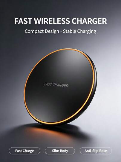 Minimalist Black White Solid Color Wireless Charger 15W Fast Charging Base Circular Wireless Charging Stand Compatible With IPhone 17/16/15/14/12/11/9/8/XR S25/S24/S23/S22/S21/S10/S9 Wireless Charging Station Suitable For Series 3/2/Pro Fashionable And Minimalist Compact And Portable Ideal For Tech Enthusiasts Valentine's Day Gift