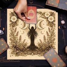 1pc Triple Moon Goddess Tarot Cloth, Vintage Floral Witch Altar Tablecloth, Wicca Divination Card Mat For Tarot Reading Home Decor - Multicolor - View 4