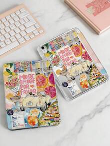 1pc Citrus & Convertible Car Tablet Case Compatible With IPad Mini6/Mini7/10.2/10.5/10.9 (Air4-Air8)/Pro 11/10th Gen/A16/Pro 11 2024 Models, Double-Sided Colorful Pattern, Transparent Acrylic Back Shell, Silk Texture 8-Angle Stand, Auto Sleep/Wake, Built-In Pen Slot, Pen Not Included, Some Models With Camera Frame - Multicolor - View 2