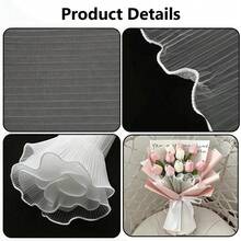 1PC 28cm*4yd White Ruched Bouquet Wrapping Paper With Edge Translucent Wavy Mesh, Suitable For Mother's Day, Graduation, Wedding, Party, Florist Supplies - Wavy Mesh - View 4