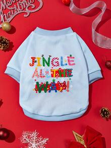 LUCKIE PAL 1 pc Sweater Hewan Peliharaan Natal dengan Cetakan Huruf Jingle All The Way, Anti Kutu, Mengurangi Kerontokan Bulu, Hangat & Bernapas, Cocok untuk Anjing dan Kucing Kecil & Besar, Penggunaan Dalam & Luar Ruangan - Grey - View 2