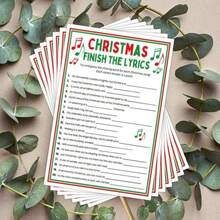 20pcs Christmas Lyrics Fill-In-The-Blank Cards, Holiday Party Game Interaction Cards, Birthday Party Decoration Cards - Sets - View 1