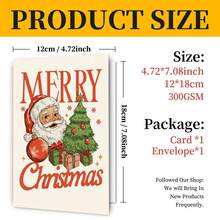 1pc Vintage Santa Claus Theme Christmas Greeting Card Holiday Blessing Message Card Christmas Cards - Christmas Card - View 7