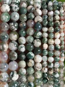 4 6 8 10mm Natural Tree Agate Stone Diy Beads Healing Stone For Lovers Jewelry Making Diy Bracelet Necklace Keychain Making Supplies Accessories - Multicolor - View 1