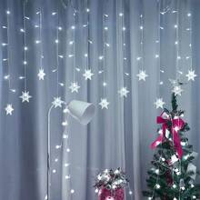 Christmas & Halloween Party Decoration Solar Powered Icicle Snowflake String Lights, Warm/Colorful/White 3 Color Modes, 4*0.6m Wave Style Hanging 16 Strands 96LEDs, 3D Hollow Snowflake Pendants, Transparent And Lightweight, Natural Snowfall Pattern, Clear Petal Outline, Soft Diffused Light, Hanging Ice & Snow Curtain Effect, Dreamy Night View - Solar Powered Snowflake Ice Bar Lights - View 4