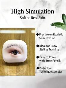 1pc Soft Silicone Eye Practice Module, Natural Skin Tone Oval Shape, With Scale Eyelash Ruler, Reusable Eyelash Extension And Eyebrow Training Model - Multicolor - View 4