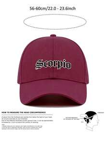 1pc 12 Zodiac Signs Baseball Cap, Retro Gothic Letter Print Red Dad Hat,Adjustable Unisex Casual Hat, Ideal Festival Party Daily Accessory ‑Lover Gift - Burgundy - View 6